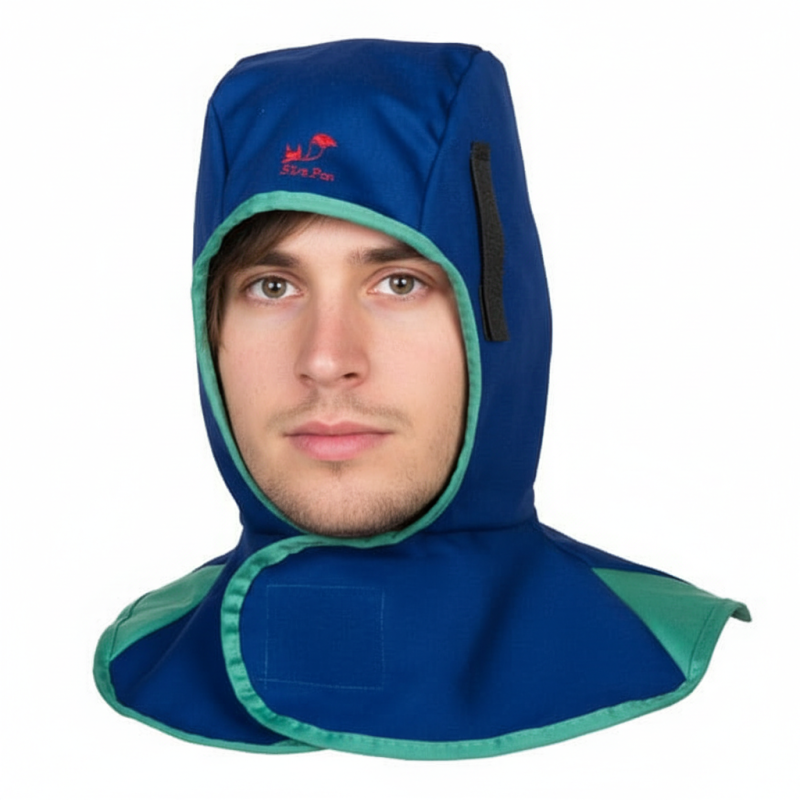 Cagoule de soudage bleu ignifugé