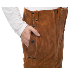 Pantalon soudeur en cuir croute bovin Lava Brown