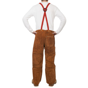 Pantalon soudeur en cuir croute bovin Lava Brown