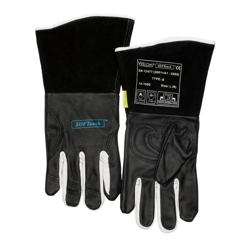 Image Gants TIG SOFTouch noir cuir fleur de chèvre et fleur bovin