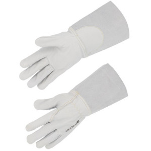 Gants cuir tout fleur de chèvre manchette croûte de bovin 15cm