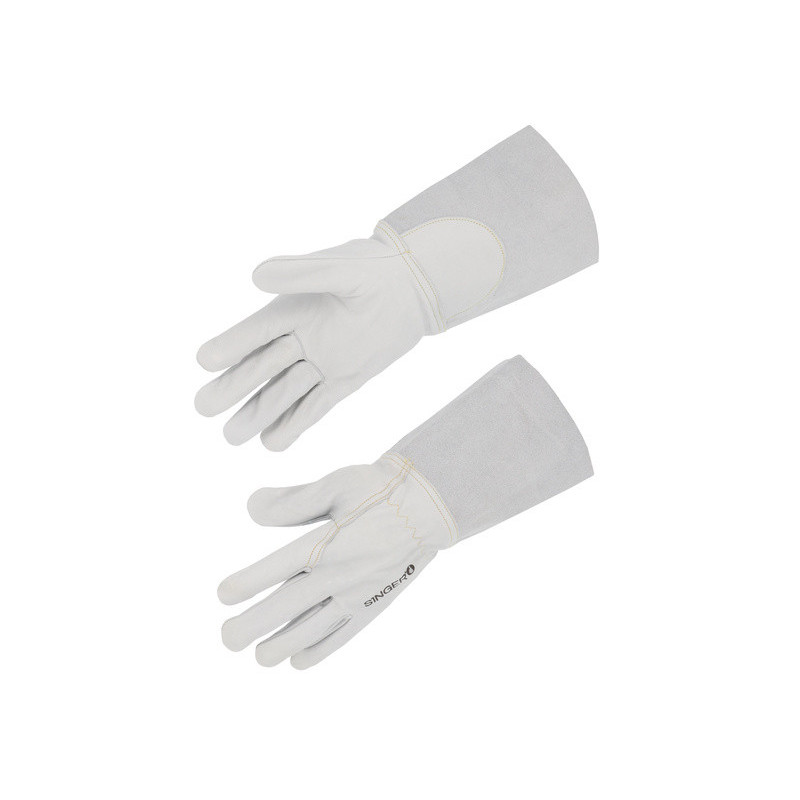 Gants cuir tout fleur de chèvre manchette croûte de bovin 15cm